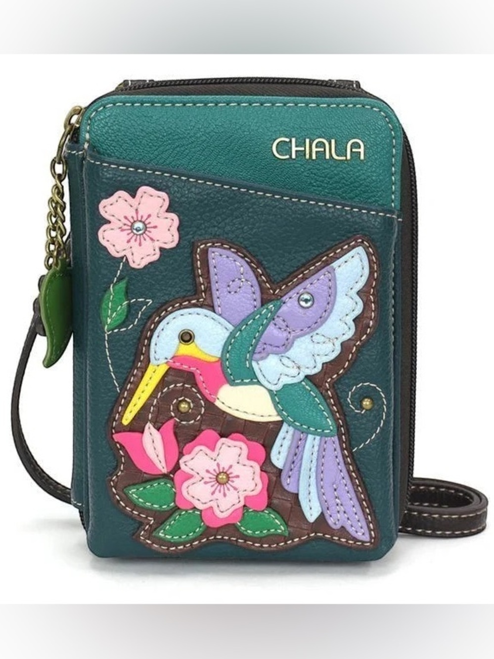 CHALA Crossbody Cell Phone Case Wallet Hummingbird faux leather travel